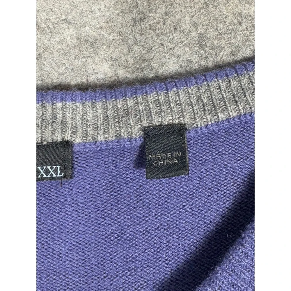 Greyson Mens Purple‎ Merino Wool Blend V-Neck Sweater Size XXL Long Sleeve Knit